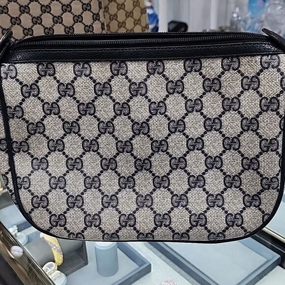 Authentic Vintage Gucci Sherry Blue Red Monogram Crossbody Purse Bag - Picture 3 of 10